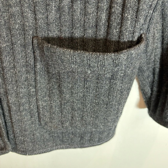 HERMAN GEIST Sz M 100% Lambswool Ribbed Pockets Button Up Collar Cardigan - Picture 5 of 10